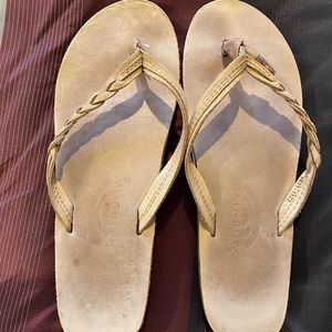 Rainbow Leather Flirty Braidy Flip-Flops - Women's